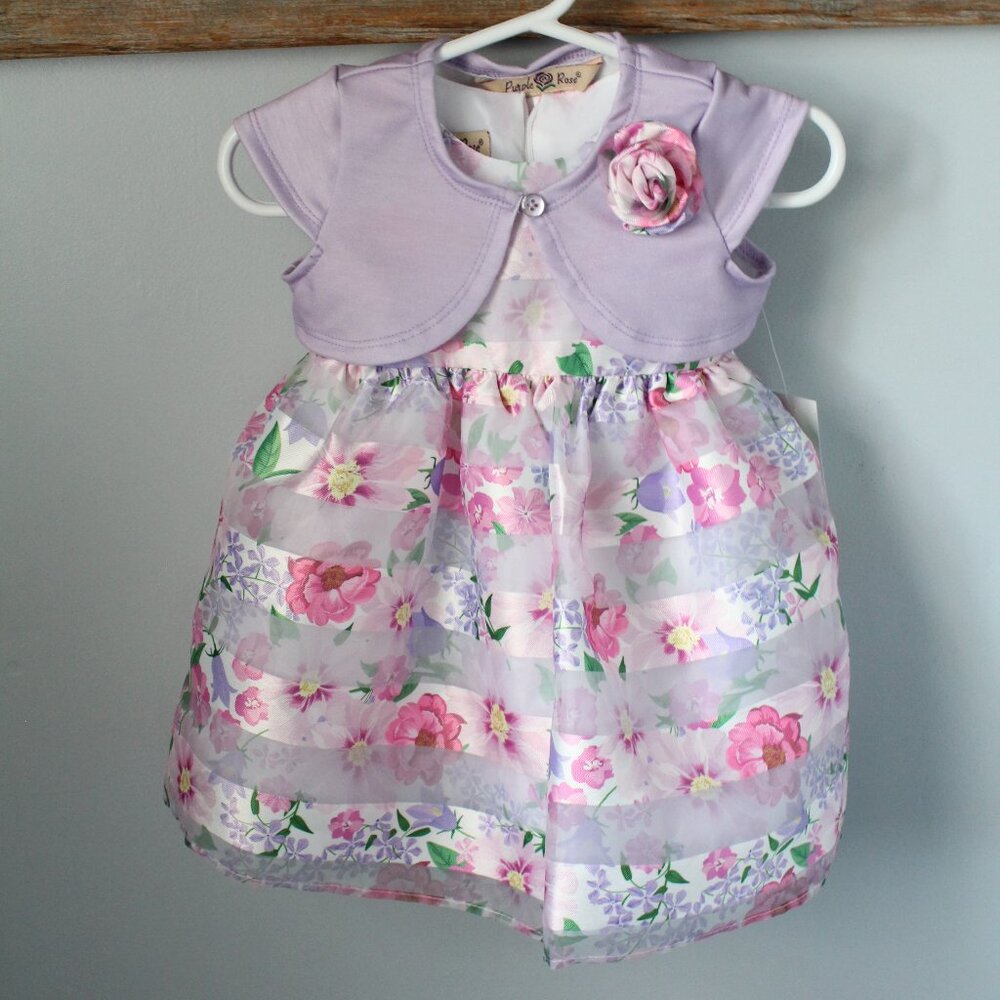 Purple Rose Size 12M Dress Set Bolero